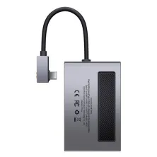 USB-хаб Baseus 6in1 Magic Multifunctional Type-C with a Retractable Clip Type-C to USB3.0, Type-C, 4KHDMI, AUX, TF, SD Сірий