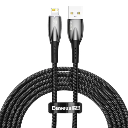 Кабель Baseus Glimmer Series Fast Charging Data Cable USB to Lightning 2.4A 2m Чорний