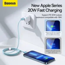Кабель Baseus Crystal Shine Series Fast Charging Data Cable Type-C to Lightning PD 20W 1.2m Блакитний