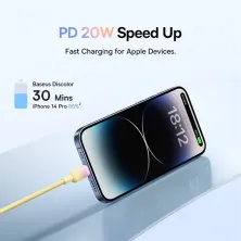 Кабель Baseus Discolor Series Fast Charging Data Cable Type-C to Lightning PD 20W 1m Жовтий
