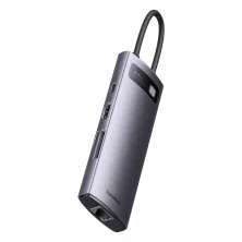 USB-хаб Baseus 8in1 StarJoy 8-Port Type-C HUB Adapter Type-C to USB3.1*3, Type-C(PD)*1, 4KHDMI, RJ45,TF, SD Сірий