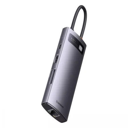 USB-хаб Baseus 8in1 StarJoy 8-Port Type-C HUB Adapter Type-C to USB3.1*3, Type-C(PD)*1, 4KHDMI, RJ45,TF, SD Сірий