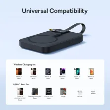 УМБ Baseus EnerFill FM11 Qi Magnetic 10000mAh 30W с функцией MagSafe и Qi 15W и встроенным кабелем Type-C 30W Черный