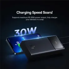 УМБ Baseus Star-Lord Digital Display 30000mAh 30W з технологією QC3.0+PD3.0 2USB+Type-C + Кабель USB to Type-C Чорний