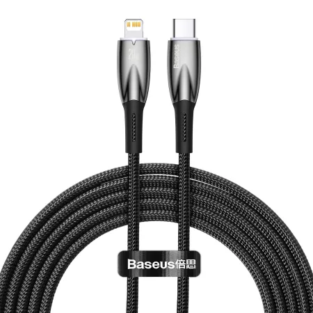 Кабель Baseus Glimmer Series Fast Charging Data Cable Type-C to Lightning PD 20W 2m Чорний