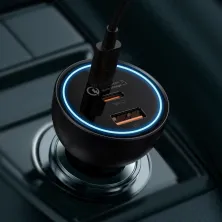 Автомобильное зарядное устройство Baseus Qualcomm QC 5 Technology Multi-Port Fast Charge Car Charger 160W USB+2Type-C + Кабель Type-C to Type-C 100W 1м Серый