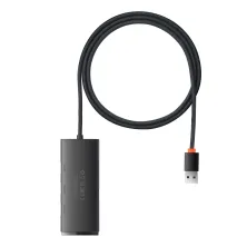 USB-хаб Baseus 4in1 Lite Series 4-Port Type-A HUB Adapter Type-A to USB3.0*4 кабель 1м Чорний