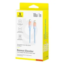 Кабель Baseus Discolor Series Fast Charging Data Cable Type-C to Type-C 100W 20V 5A 1m Блакитний
