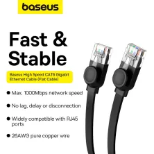 Кабель Baseus High Speed CAT6 RJ45 Gigabit Network Cable Ethernet Плоский 12m Черный