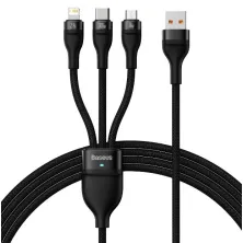 Кабель Baseus Flash Series 2 3-in-1 Fast Charging Data Cable USB to Lightning+Type-C+MicroUSB 66W 1.2m Черный