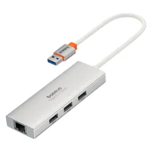 USB-хаб Baseus 4in1 PortalJoy 4-Port Type-A HUB Adapter Type-A to USB3.0*3, RJ45 Сірий