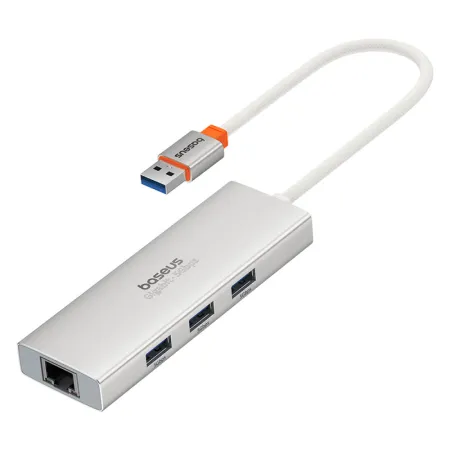 USB-хаб Baseus 4in1 PortalJoy 4-Port Type-A HUB Adapter Type-A to USB3.0*3, RJ45 Сірий