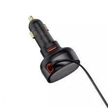 Автомобильное зарядное устройство Baseus Enjoyment Pro Retractable 60W USB и c встроенным кабелем Type-C 0.70м Черный