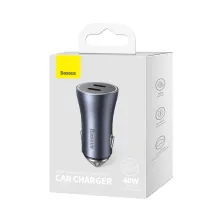Автомобільний зарядний пристрій Baseus Golden Contactor Pro Dual Quick Charger Car Charger 40W 2Type-C Сірий
