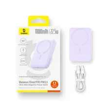 УМБ Baseus EnerFill FM11 Ultra-Mini Magnetic 2in1 10000mAh 22.5W 3A QC3.0+PD3.0 з Бездротовою зарядкою Qi 15W Фіолетовий