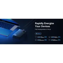 УМБ Baseus Adaman 24000mAh 140W 6A з технологією QC3.0+PD3.0 USB+2Type-C+ кабель Type-C to Type-C 100W 20V/5A 1м Чорний