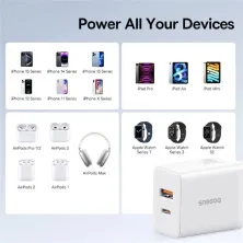 Сетевое зарядное устройство Baseus Cube Fast Charger QC3.0+PD3.0 30W USB+Type-C 3A Белый