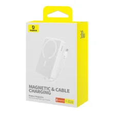 УМБ Baseus Magnetic Mini Wireless Fast Charge 10000mAh 30W 3A QC3.0+PD3.0 з функцією MagSafe та Qi 15W і Type-C 30W кабелем Білий