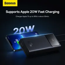 УМБ Baseus Star-Lord Digital Display 20000mAh 22.5W с технологией QC3.0+PD3.0 2USB+Type-C + Кабель USB to Type-C Черный
