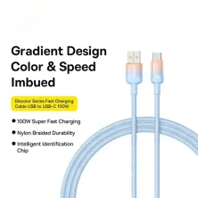 Кабель Baseus Discolor Series Fast Charging Data Cable USB to Type-C 100W 20V 5A 1m Блакитний