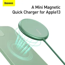 Бездротовий зарядний пристрій Baseus Simple Mini Magnetic з функцією MagSafe і Qi 15W Зелений