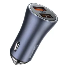 Автомобільний зарядний пристрій Baseus Golden Contactor Pro Dual Quick Charger Car Charger 40W 2USB + Кабель USB to Type-C 1м Сірий