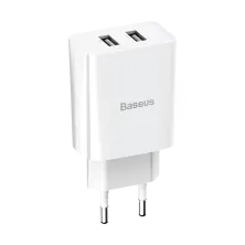 Сетевое зарядное устройство Baseus Speed Mini Dual U Charger 2USB 2.1A 10.5W + Кабель 2.4A USB to Lightning 1м Белый