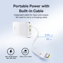 УМБ Baseus EnerFill FC51 Bipow2 Pro 20000mAh 22.5W 2.4A з технологією QC3.0+PD3.0 та Type-C кабелем 22.5W Білий