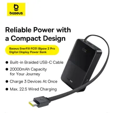 УМБ Baseus EnerFill FC51 Bipow2 Pro 20000mAh 22.5W 2.4A з технологією QC3.0+PD3.0 та Type-C кабелем 22.5W Чорний