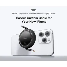 Кабель Baseus Free2Draw Mini Retractable Charging Data Cable Type-C to Type-C 100W 20V 5A 1m Черный
