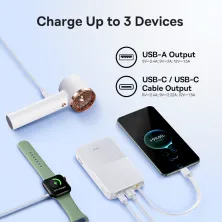 УМБ Baseus EnerFill FC51 Bipow2 Pro 10000mAh 22.5W 2.4A з технологією QC3.0+PD3.0 та Type-C кабелем 22.5W Білий