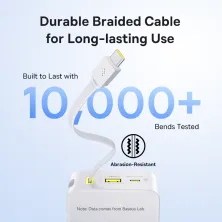УМБ Baseus EnerFill FC51 Bipow2 Pro 20000mAh 22.5W 2.4A з технологією QC3.0+PD3.0 та Type-C кабелем 22.5W Білий